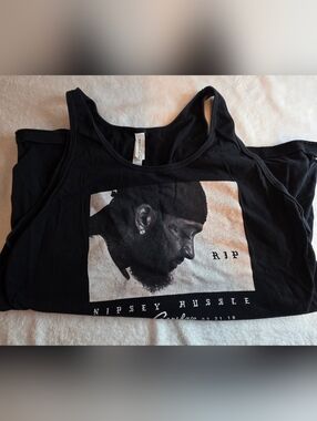 Nipsey Hussle RIP Tank Top Bella Canvas Size Large Black Graphic Tank Top